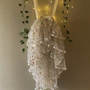 suspender mesh floral skirt
